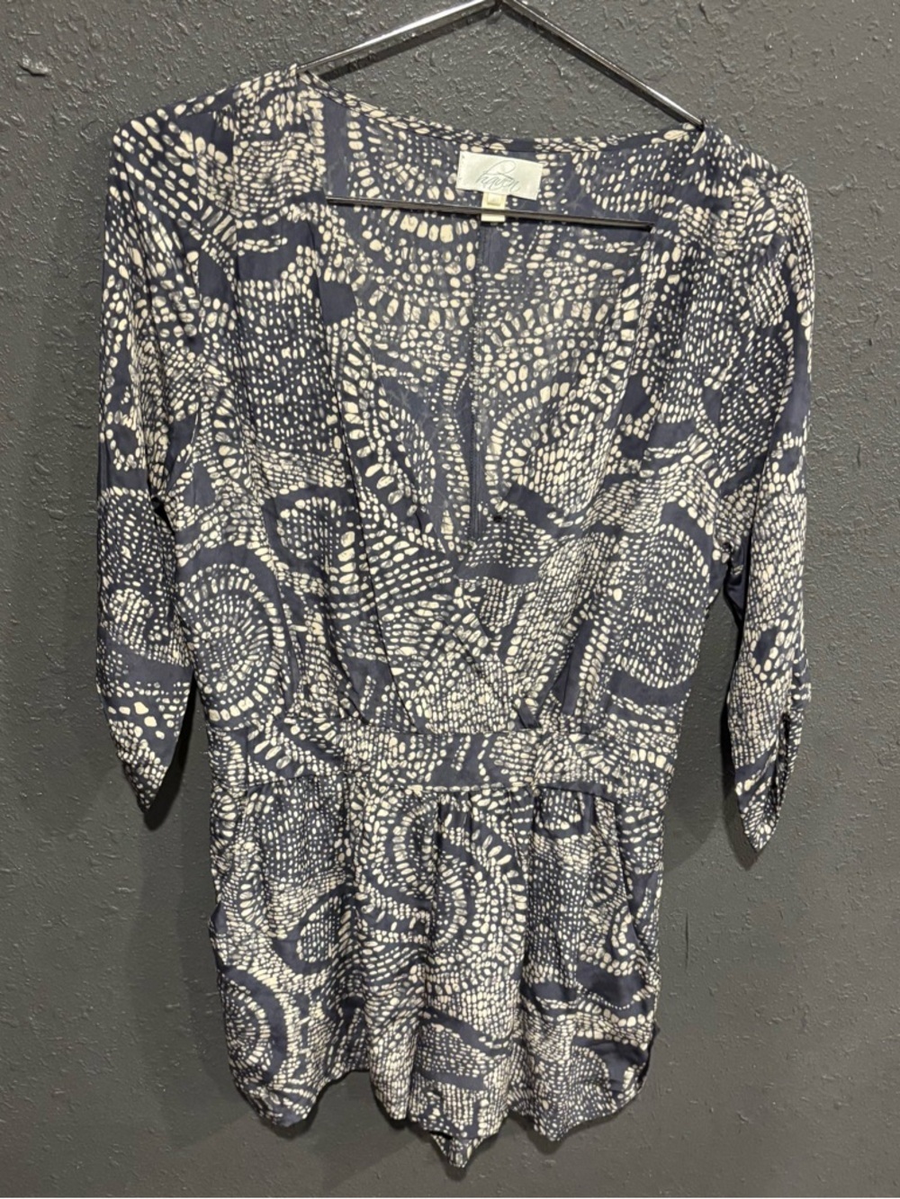 Haven Printed V-Neck Navy and White Jumpsuit